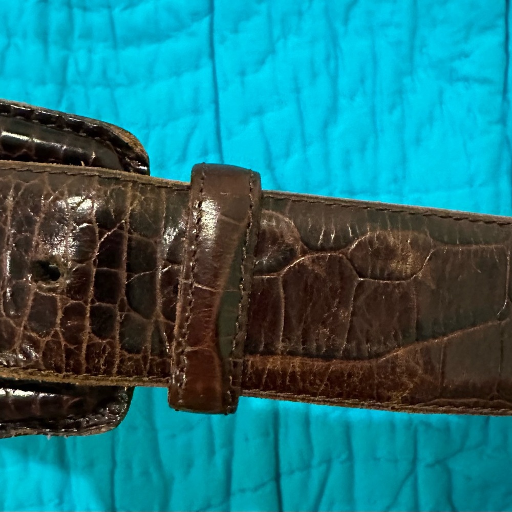 Vintage Ralph  Lauren brown women’s  belt ,size small 30” W reptile embossed. - Picture 11 of 15